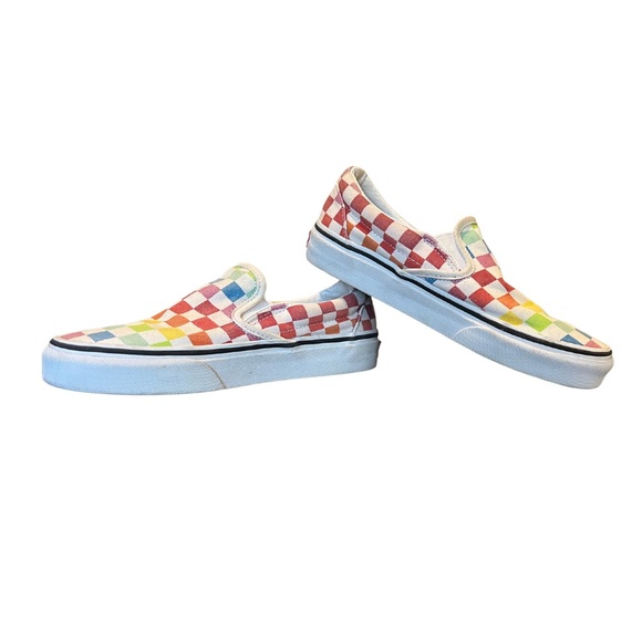 EUC Van’s Rainbow checkered slip on shoes - Picture 3 of 8